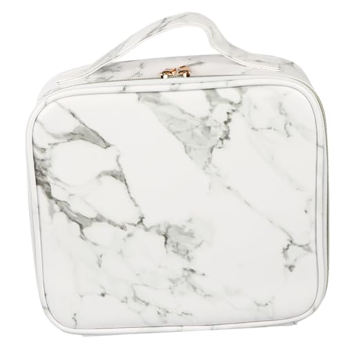 FONDOTIN Marmorierter Kosmetikkoffer Makeup Organizer mit Fächern Tragbare Makeup Aufbewahrungsbox für Lippenstift Lidschatten Pinsel Multifunktionaler Schminkkoffer für Damen Reise und von FONDOTIN