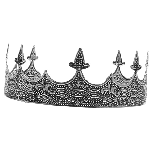 FONDOTIN Metallkrone für Herren Verstellbar Leicht und Robust Klassische Silberne Königskrone für Party Cosplay Bühne Hochzeit und Festliche Kostüme von FONDOTIN