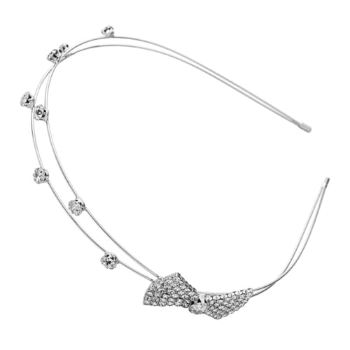 FONDOTIN Modisches Stirnband Damen mit Funkelnden Strasssteinen Doppellagige Schleife Eleganter Haarschmuck für Frauen und Mädchen Glamouröses Party Haarreif Stilvoller Haarschmuck von FONDOTIN