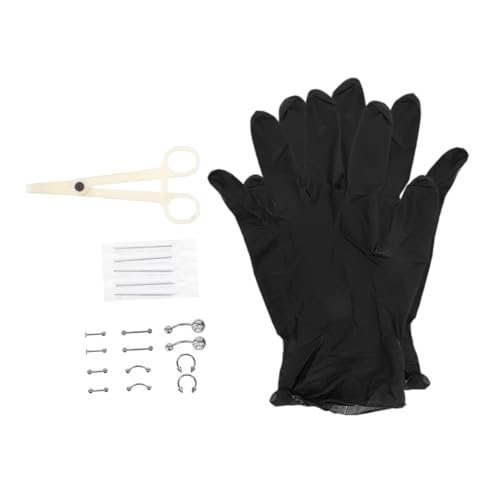 FONDOTIN Nasenring Teilig mit Piercing Werkzeug Septum Piercing Kit für Nase Lippe Ohr Hypoallergen Langlebig Stilvoll für Damen und Herren Einfach Anzuwenden von FONDOTIN