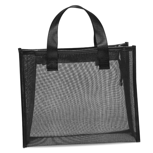 FONDOTIN Nylon Kosmetiktasche mit Mesh Design Geräumiger Kulturbeutel für Damen Leichte Schminktasche mit Tragegriff Vielseitig für Make up Reise und Alltagsorganisation Schwarz von FONDOTIN