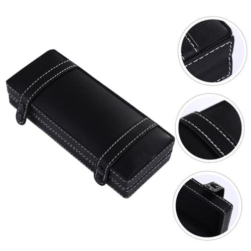 FONDOTIN PU Stifteetui Einzeln Stifthalter Hochwertige Geschenkbox mit Stabilem Deckel für Kugelschreiber Füller Büro Schule Reise Schwarz Kompakt Robust von FONDOTIN