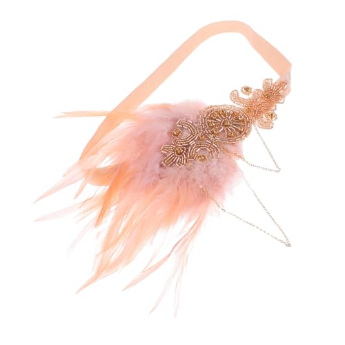 FONDOTIN Party Haarschmuck Tassel Haarband mit Federn in Champagner Verstellbares Stirnband für Damen Festliches Kopfschmuck für Weihnachten Geburtstage Hochzeiten und Fotorequisiten von FONDOTIN
