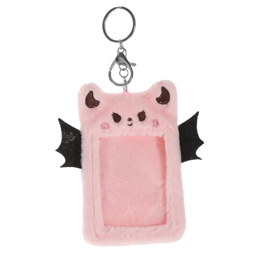 FONDOTIN Plüsch Kartenhalter mit Teufelsflügeln Transparenter Kartenhülle Leichter Wiederverwendbarer Schutz für Bank und Ausweiskarten Vielseitig für Büro Schule Studenten und Mitarbeiter von FONDOTIN