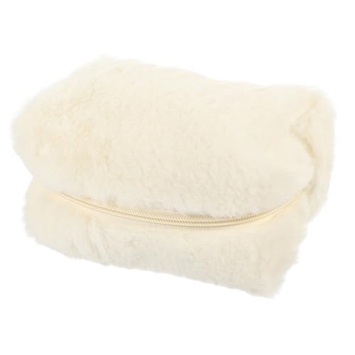 FONDOTIN Plüsch Kosmetiktasche Handtasche Tragbar Kompakt Kulturbeutel Damen und Herren Camping Toiletry Bag Sundries Aufbewahrungstasche Weiß von FONDOTIN