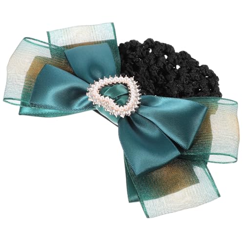 FONDOTIN Professionelle Haarnetz Dutt Haarklammer mit Schleife Damen Elastisches Netzgewebe Eleganter Haarschmuck für Service Ballett und Alltag Grün von FONDOTIN