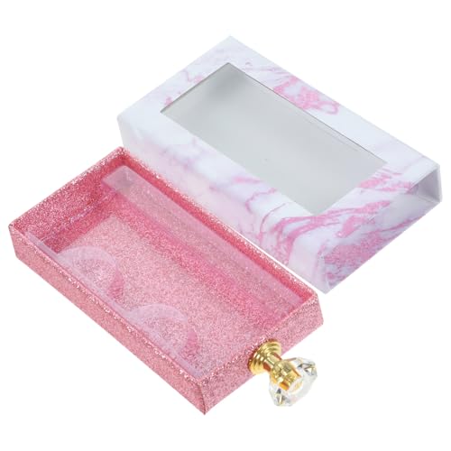 FONDOTIN Rechteckige Fake Eyelash Box mit Klarem Fenster Tragbarer Wimpern Aufbewahrungsbehälter mit Griff Leichtes Kunststoff Papier Material Design für Einfaches Öffnen und von FONDOTIN