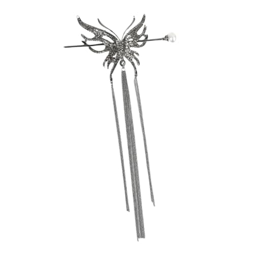 FONDOTIN Retro Haarnadel mit Schmetterlings design und Perlenbesatz Langlebiger Damen Haarschmuck für Lange Haare Stabiles Styling tool für Elegante Dutt frisuren Schwarzer Haarstab von FONDOTIN
