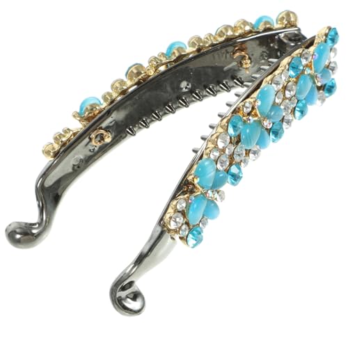 FONDOTIN Rhinestone Bananenclip Haarspange Damen Glänzend Strass Schmuck Eleganter Haarhalter für Alltag Party Festival Schmuckaccessoire Blau FONDOTIN Rhinestone Bananenclip Haarspange Damen Glänzend Strass Schmuck Eleganter Haarhalter für Alltag Party Festival Schmuckaccessoire Blau von FONDOTIN