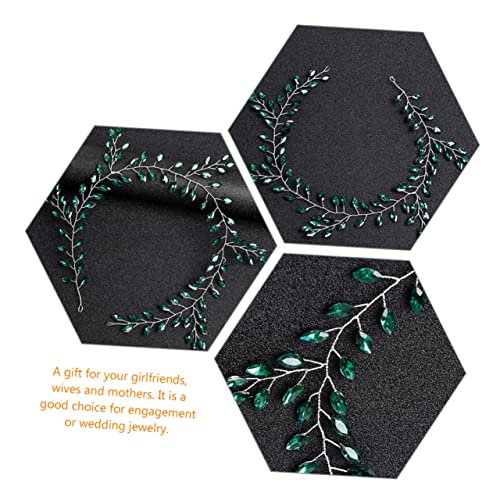 FONDOTIN Rhinestone Braut Haarschmuck Haarkette Silbergrün Kopfbedeckung Damen Hochzeit Schmuck Kopfkette für Braut Damen Fest Frisur von FONDOTIN
