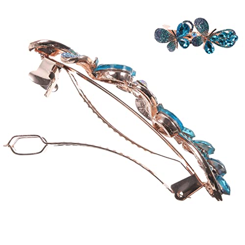 FONDOTIN Rhinestone Haarklammer für Mädchen Dekorative Metall Haarspange mit Schleifen Design Glitzernde Haarschmuck für Hochzeiten und Partys Blau Langlebig und von FONDOTIN