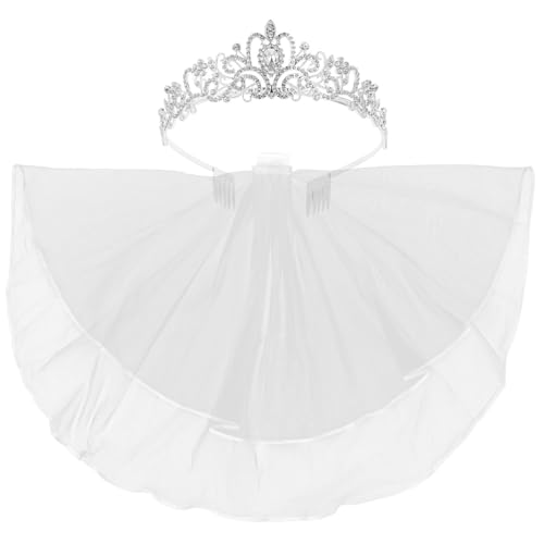 FONDOTIN Rhinestone Tiara Brautschleier Funkelndes Strass haarband Silberner Kristallkopfschmuck für Hochzeit Braut Geburtstag Party Brautschmuck und Festliche Anlässe von FONDOTIN