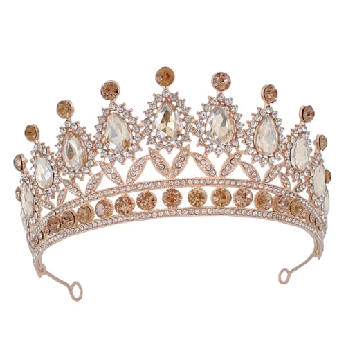 FONDOTIN Rhinestone Tiara Krone für Barock Hochzeit Diadem Hochzeitskleid Zubehör Glitzernde Krone für Tanzaufführung und Jubiläumsfeier Robust und Elegant von FONDOTIN