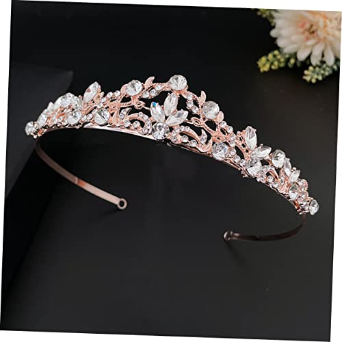 FONDOTIN Rhinestone Tiara Wasserfeste Brautkrone Haarreif Roségold Luxuriöses Accessoire Damen Hochzeit Party Geburtstag Festlicher Haarschmuck Elegant und Komfortabel von FONDOTIN