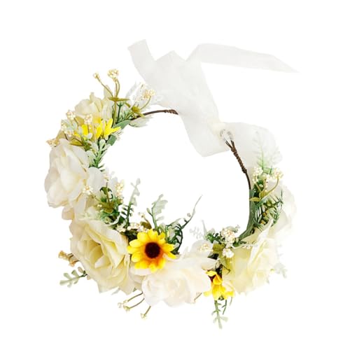 FONDOTIN Rosen stirnband Blumenkranz Haarband mit Großen Rosen Stilvolles Leichtes Haarschmuck für Damen Natürlicher Look Geeignet für Hochzeit Party und Festliche Anlässe von FONDOTIN