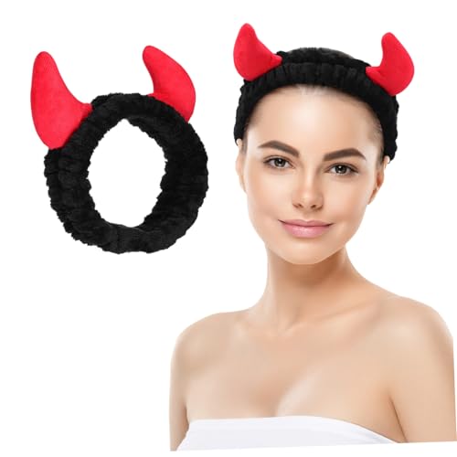 FONDOTIN Rotes Horn Haarband Damen Waschgesicht Spa Stirnband Plüsch Weich Make up Kopfband Gesichtsbänder Zeitersparnis Komfort FONDOTIN Rotes Horn Haarband Damen Waschgesicht Spa Stirnband Plüsch Weich Make up Kopfband Gesichtsbänder Zeitersparnis Komfort von FONDOTIN