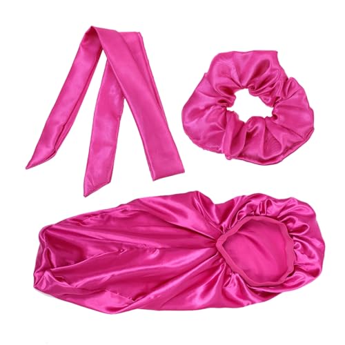 FONDOTIN Schlafmütze Lang mit Elastischem aus Weichem Atmungsaktivem Satin für Haarschutz Beim Schlafen Wiederverwendbar Bequem für Damen als von FONDOTIN