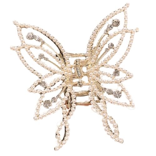 FONDOTIN Schmetterling Haarklammer mit Perlen und Strasssteinen Mehrschichtige Claw Clips für Frauen Eleganter Haarspangen Schmuck für Alltag Party und Festliche Anlässe von FONDOTIN