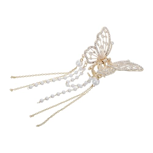 FONDOTIN Schmetterling Haarspange Metall mit Quasten Perlenbesatz Sicherer für Dickes und Dünnes Haar Eleganter Haarschmuck für Frauen Speziell für Hinterkopf Geeignet von FONDOTIN