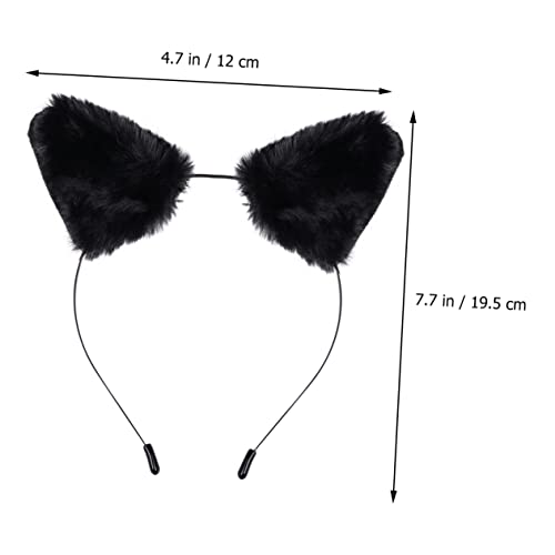 FONDOTIN Schwarzes Flauschiges Haarband mit Verstellbaren Fuchsohren Leichter Metall Haarreifen für Damen für Kostüm und Karnevalspartys Fasnacht und Festliche Anlässe von FONDOTIN