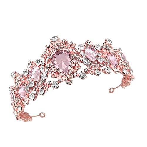 FONDOTIN Shiny Kristallkrone Braut Tiara Barockstil Goldfarbene Hochzeitskrone für Frauen und Mädchen Leichtes Bequemes Brautschmuck Accessoire für Hochzeit Party und Besondere Anlässe von FONDOTIN