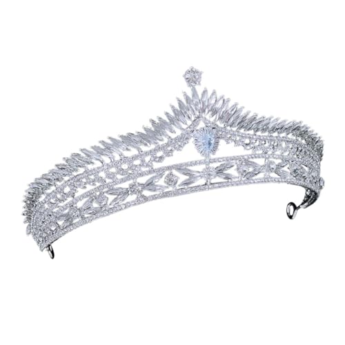 FONDOTIN Silberne Brautkrone mit Funkelnden Strasssteinen Leichtes Tiara Haarband für Hochzeit Geburtstag Party und Brautschmuck Damen Accessoire im Barockstil von FONDOTIN