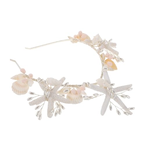 FONDOTIN Silbernes Meerjungfrau Haarband mit Muschel Seestern-design Perlenbesetztes Strand-haarschmuck für Frauen und Mädchen Braut Stirnband für Hochzeit Am Meer Komfortabler Sitz von FONDOTIN