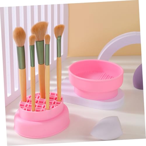 FONDOTIN Silikon Make up Pinsel Reinigungsschale Multifunktional Pinselreiniger mit Trocknungsfunktion Kompakter Organizer für Kosmetikpinsel und Make up Schwämme Rosa von FONDOTIN