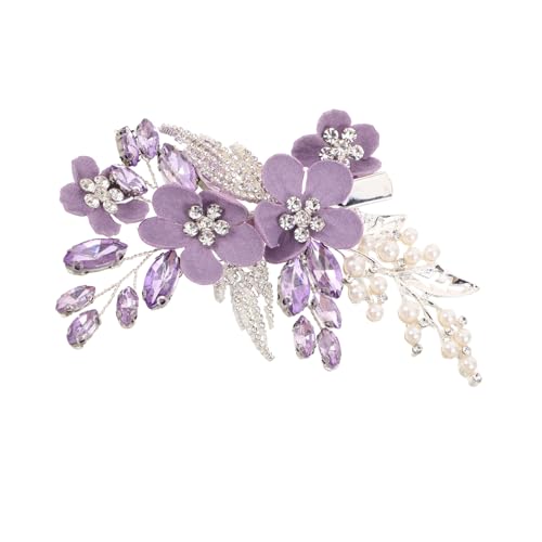 FONDOTIN Strass Braut Haarklammer Blumen Haarschmuck mit Kunstperlen Eleganter Hochzeitsschmuck für Frauen Mädchen Vielseitig Festlich Glamour Accessoire von FONDOTIN