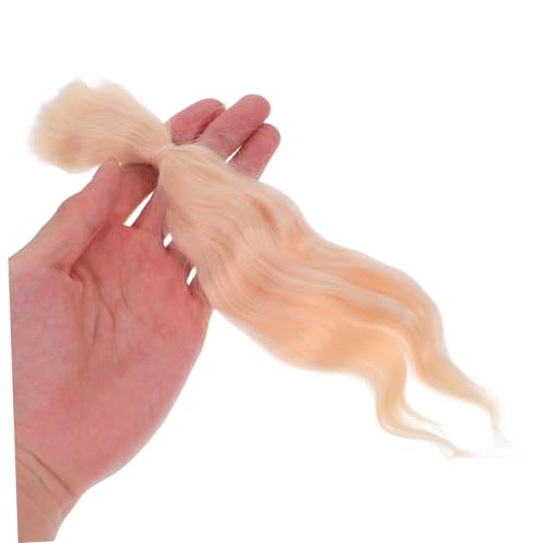 FONDOTIN Synthetische Puppenperückenhaar-strähnen Lockige Haarverlängerungen Für Bastelbedarf Diy-puppenhaar-accessoires Ersatz Für Puppenhaarmaterial Goldener Farbton Für von FONDOTIN