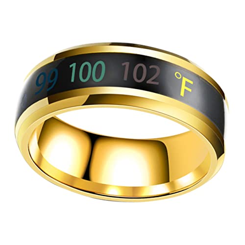 FONDOTIN Temperatursensitiver Partnerring Unisex Schmuck Verlobungsring Hochzeit Ring Goldfarbig Elegant Kratzfest von FONDOTIN