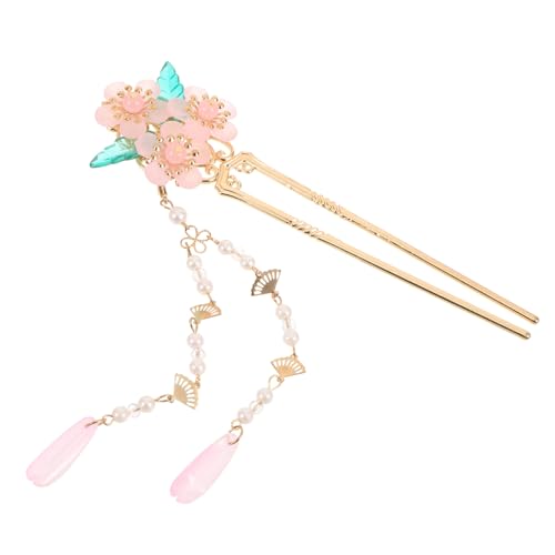 FONDOTIN Traditioneller Chinesischer Haarschmuck Haarnadel mit Rosa Quaste Haarschmuck für Lange Haare Haarstäbe für Duttfrisuren Eleganter Haarnadel chopstick für Frauen und Hochzeiten von FONDOTIN