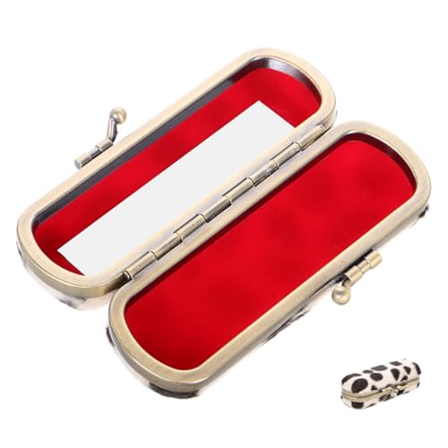 FONDOTIN Tragbarer Lippenstift Organizer im Chinesischen Retro Stil Kratzfester Lippenstiftbeutel mit Spiegel Robuste und Samtkonstruktion Kompakte Make Up Aufbewahrungsbox für Damen für von FONDOTIN