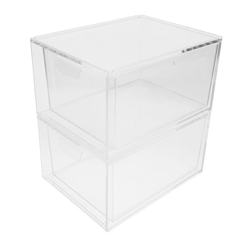 FONDOTIN Transparent Stapelbarer Desktop Organizer mit Schublade Multifunktionale Aufbewahrungsbox aus Robustem Material für Kosmetik Schmuck Bürobedarf Platzsparend und Leicht zu Reinigen von FONDOTIN