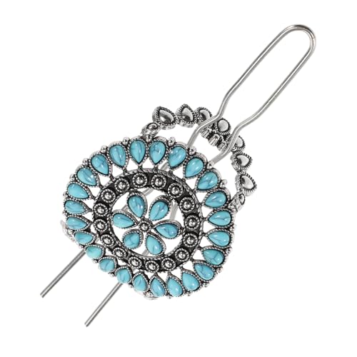 FONDOTIN Türkise Haarnadel Blütenform Vintage Haarschmuck Chinesischer Stil Haarstab zum Fixieren und Dekorieren für Damen Alltag und Party Geschenkidee von FONDOTIN