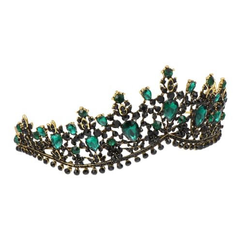 FONDOTIN Vintage Braut Tiara Krone mit Strasssteinen Barock Stil in Antik Gold Schwarz Grün Hochzeit Haarschmuck für Braut Verlobung und Festliche Partys von FONDOTIN