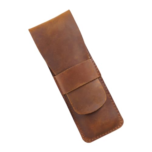 FONDOTIN Vintage Leder Federmäppchen Retro Stiftemappe aus Rindsleder Langlebiges Mäppchen für Schüler und Büro Schlichtes Unisex Stifteetui zur Praktischen Aufbewahrung von FONDOTIN