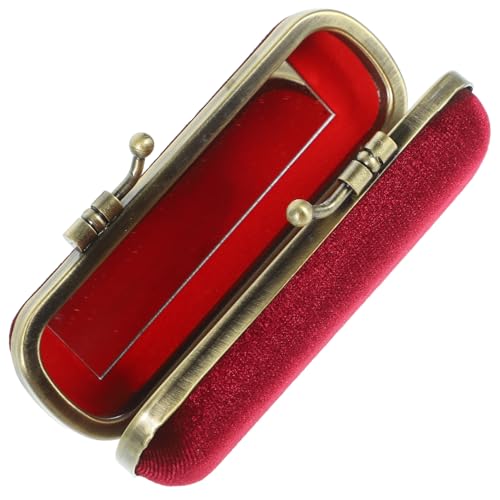 FONDOTIN Vintage Lippenstift Box mit Spiegel Tragbarer Lippenstifthalter aus Kleines Robustes Lippenstift Organizer etui in Weinrot für Damen Praktisch für Reisen und Alltag von FONDOTIN