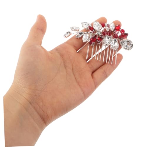 FONDOTIN Vintage Strass Haarkamm mit Roten Kristallen Festhaltender Brautschmuck für Hochzeiten Stilvoller Steckkamm Frisur Accessoire für Braut Damen Festliche Anlässe von FONDOTIN