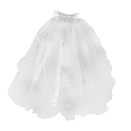 FONDOTIN Zweilagiger Perlen Braut Schleier mit Schleifen Design für Mädchen Hochzeits Haarschmuck für Feiern und Besondere Anlässe von FONDOTIN