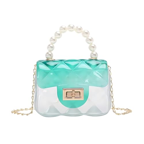 FONETTOS Mini Jelly Geldbörse, Mädchen Mini Tasche Kinder Kleine Crossbody Geldbörse Kind mit Goldkette, R-clear Grün, 12*5*8cm von FONETTOS