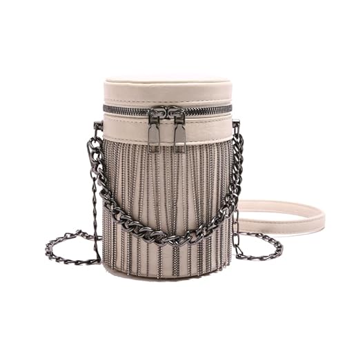 FONETTOS Y2K Punk Tasche Quaste Totes Gothic Fransen Tasche Frauen Schulter Funky Taschen Sourpuss Rock Fashion Crossbody Handtasche, A-beige von FONETTOS