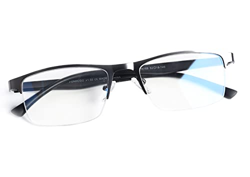 FONHCOO Halbrand Lesebrille Herren Halbbrille Lesehilfe für Senioren Sehhilfe mit Blaulichtfilter Halbrandbrille in Dunkelgrau, 3,5 Dioptrien von FONHCOO