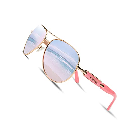 FONHCOO Polarisierte Sonnenbrille Damen UV400 Sonnenbrille Herren Pilotenbrille Sunglasses Women mit auffälliger Verspiegelung (Rosa) von FONHCOO