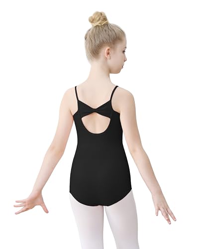 FONLAM Ballettkleidung Mädchen Turnanzug Baumwolle Ballett Trikot Tanzbody Spaghettiträgern Gymnastikanzug (11-12 Jahre, Schwarz) von FONLAM