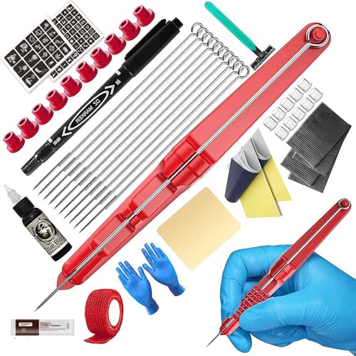 FONPOO Stick and Poke Set, Handpoke Tattoo Set mit 10 Tattoo Nadeln und Practice Skin Transfer Papier, Hand Poke Kit FONPOO Stick and Poke Set, Handpoke Tattoo Set mit 10 Tattoo Nadeln und Practice Skin Transfer Papier, Hand Poke Kit von FONPOO