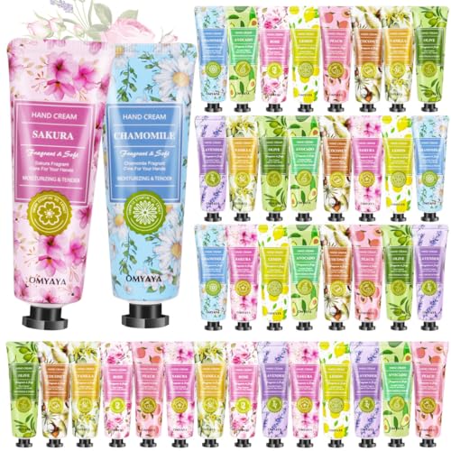 Handcreme Set, Mini Handcreme Geschenkset für Frauen, 40 Stück Handpflege für Sehr Trockene Rissige Hände Haut Reisegröße Feuchtigkeitscreme klein Pflegecreme Körperlotion Geburtstag von FONTOEN