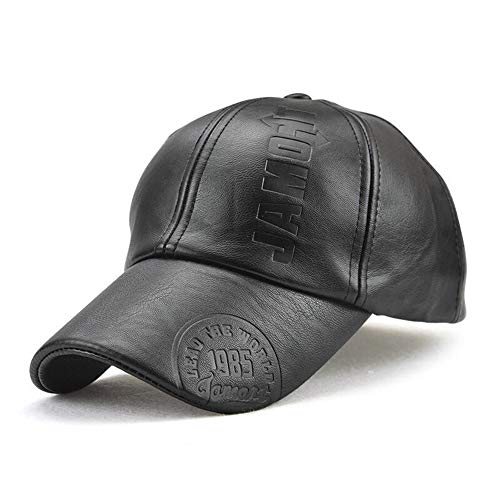 Baseballkappe Leder Herren PU Basic Basecap Winter Caps (Schwarz) von FOOKREN