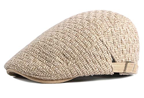 FOOKREN Herren Mütze Schiebermütze Baumwolle Schirmmütze Winter Flatcap (Beige-2) von FOOKREN