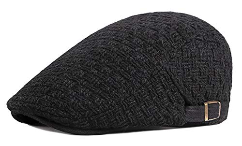 FOOKREN Herren Mütze Schiebermütze Baumwolle Schirmmütze Winter Flatcap (Schwarz-2) von FOOKREN